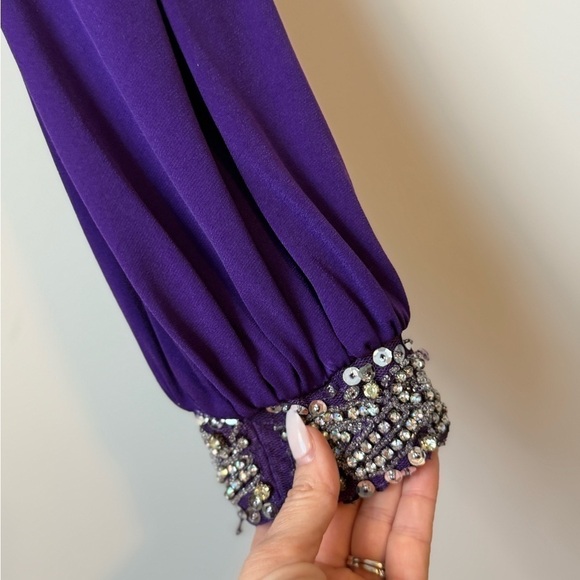 Jodi Kristopher purple  formal cocktail one shoulder mini dress size 5 - Picture 6 of 7